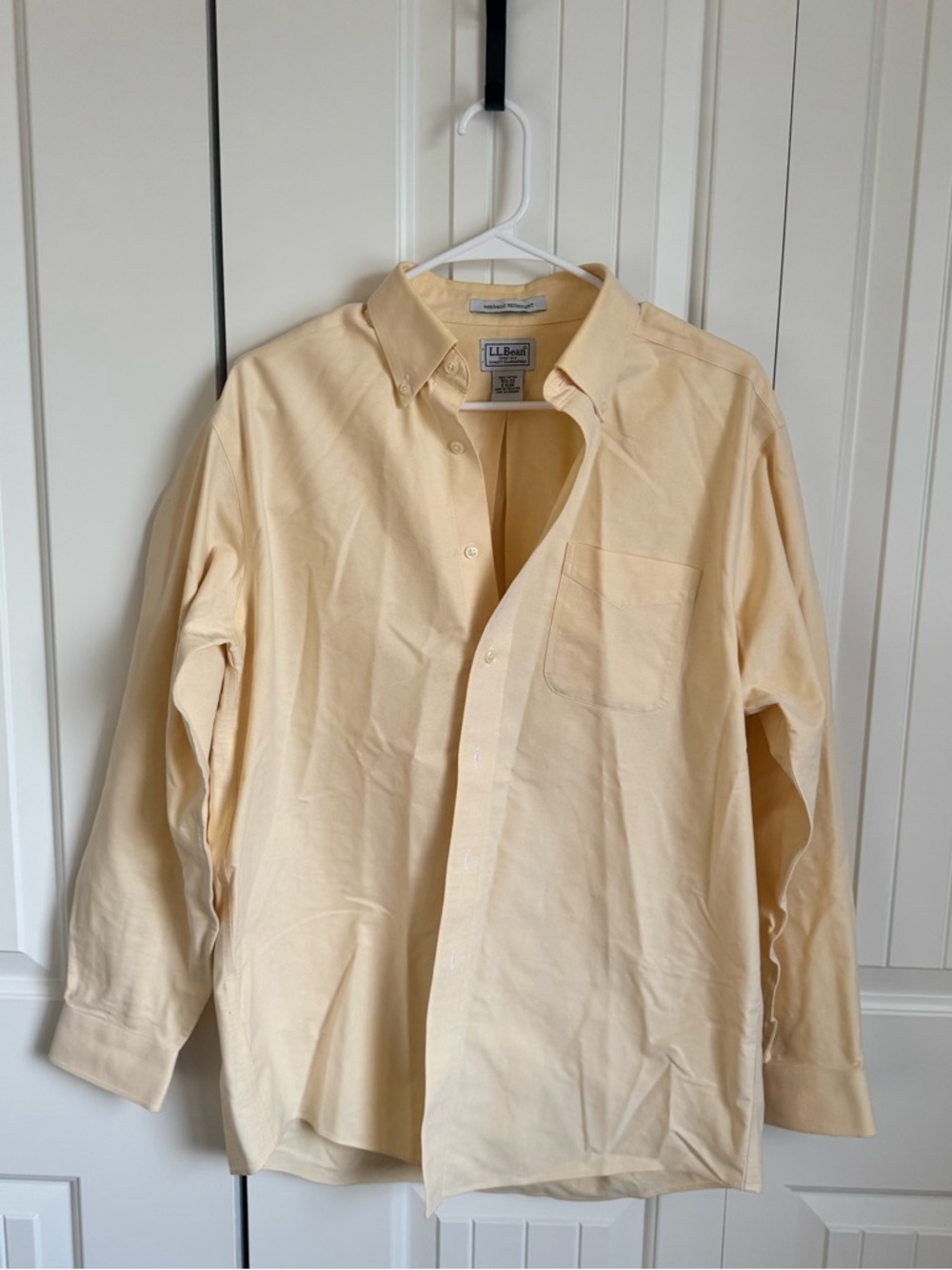 L.L.Bean Wrinkle-Resistant Button Shirt in Pale Yellow